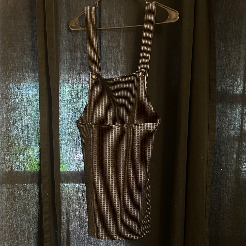 Vintage Currants Black and White Striped Mini Dress